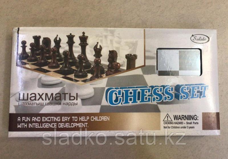 Набор 3 в 1 шашки шахматы нарды деревянные 34,5 х 17,5 х 4,5 см белая коробка - фото 1 - id-p82783695