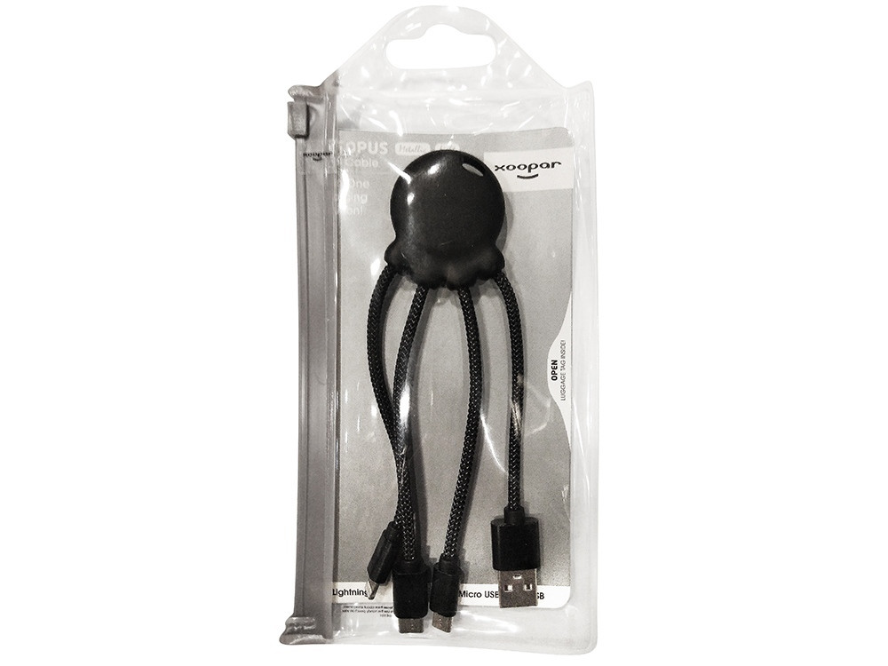 Зарядный кабель Octopus Light с подсветкой логотипа, черный - фото 3 - id-p76754559