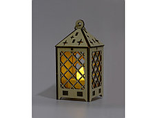 Деревянный фонарик Лампион с электрической свечой, фото 2