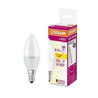 Лампа светодиодная OSRAM LED STAR Classic B 5,5W (замена 40Вт),2700-4000K, Е14