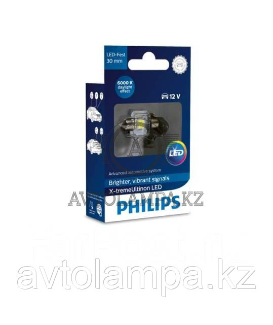 Philips 12941 Led 6000K 12V 1W (30мм) C5W C10W Festoon - фото 1 - id-p82811128