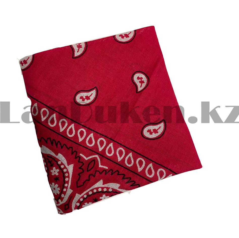 Бандана платок хлопковая с узором восточный огурец квадратная 53х53 см розовая - фото 7 - id-p82498447