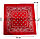 Бандана платок хлопковая с узором восточный огурец квадратная 53х53 см красная, фото 2