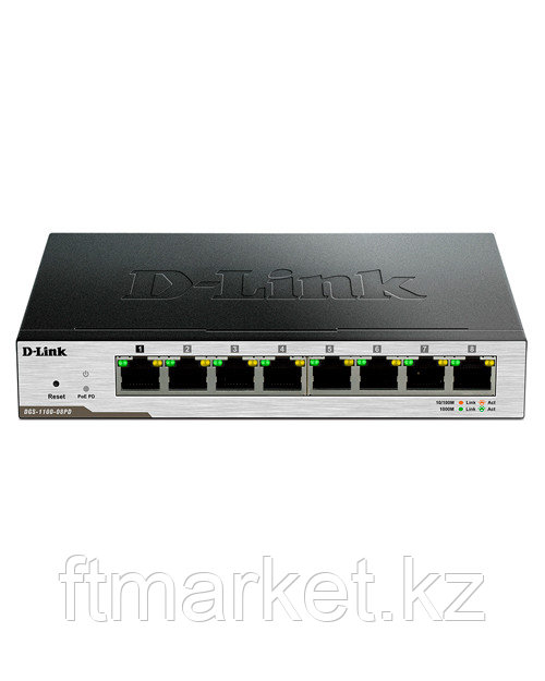 D-Link DGS-1100-08PD/B1A Настраиваемый коммутатор EasySmart с 8 портами 10/100/1000Base-T и поддержкой питания