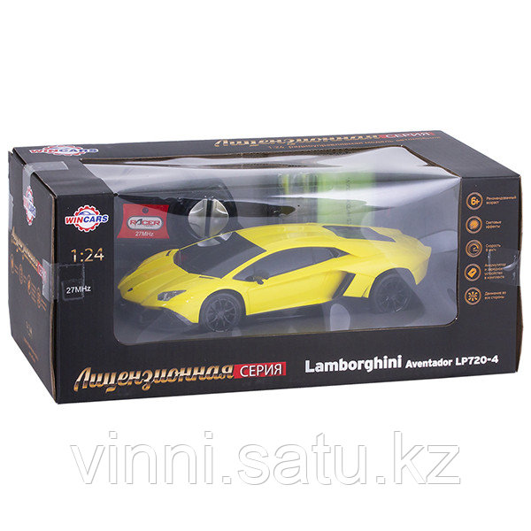 Wincars Lamborghini Aventador LP720-4 (лицензия), Р/У, масштаб 1:24, ЗУ в комплекте - фото 4 - id-p82862285