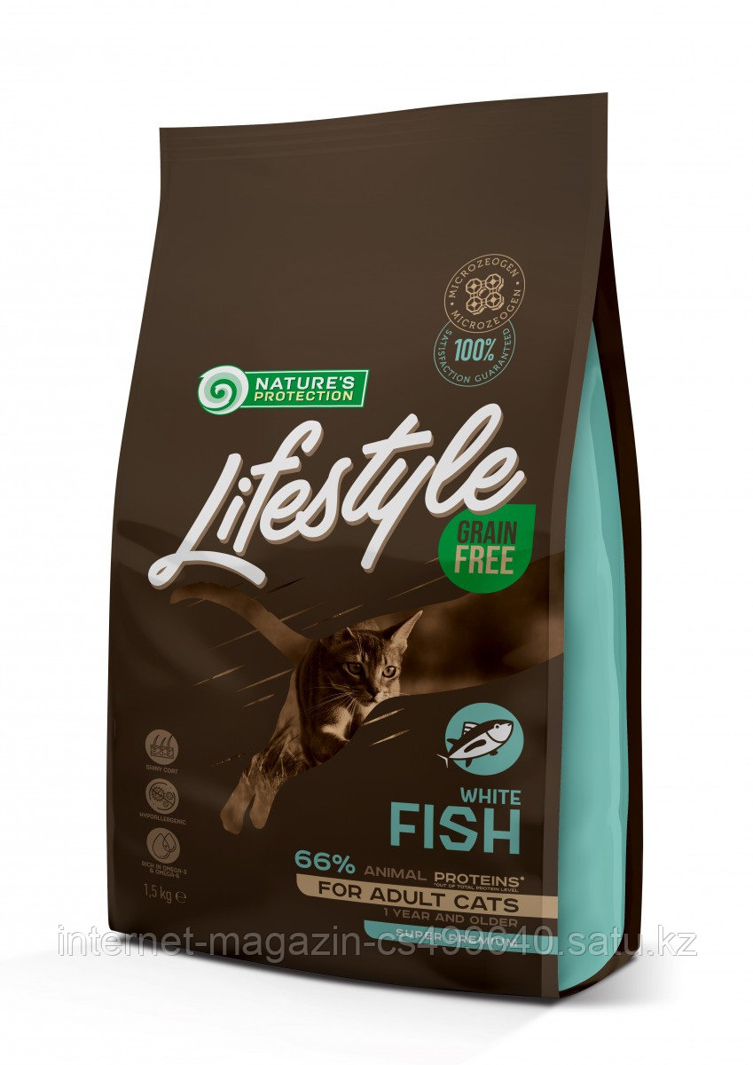 Сухой корм для кошек всех пород Nature's Protection Lifestyle Grain Free Adult Cat White Fish с белой рыбой