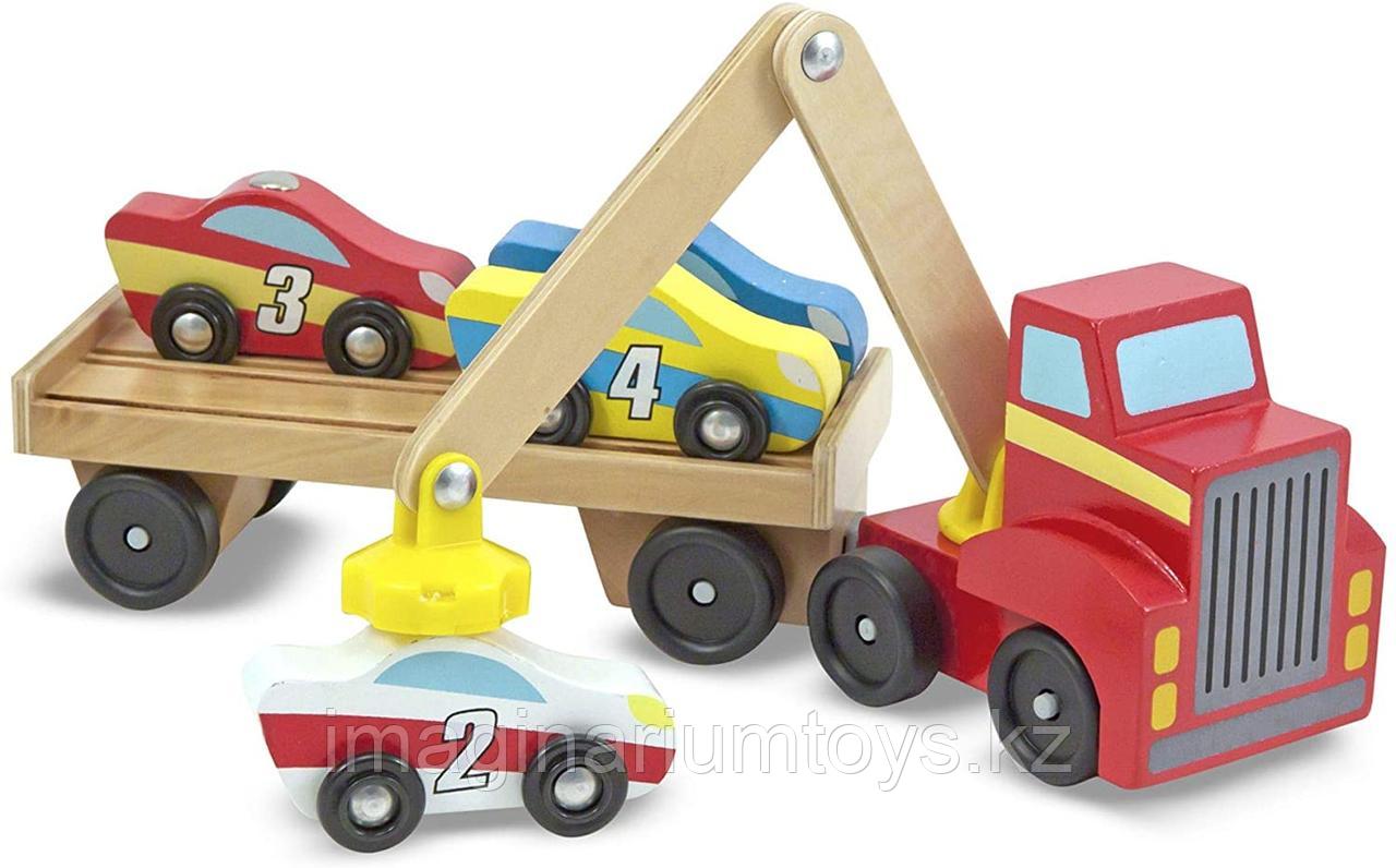 Развивающая игрушка из дерева «Автовоз погрузчик с машинками», фото 1