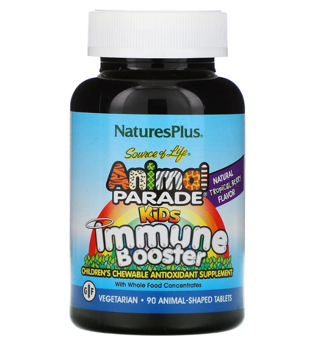Nature's Plus, Source of Life, Animal Parade, укрепление детского иммунитета, вкус натуральных тропических яго