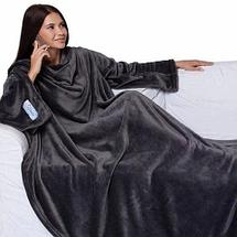 Одеяло/плед/халат с рукавами Снагги Бланкет {Snuggie Blanket} (Синий), фото 6