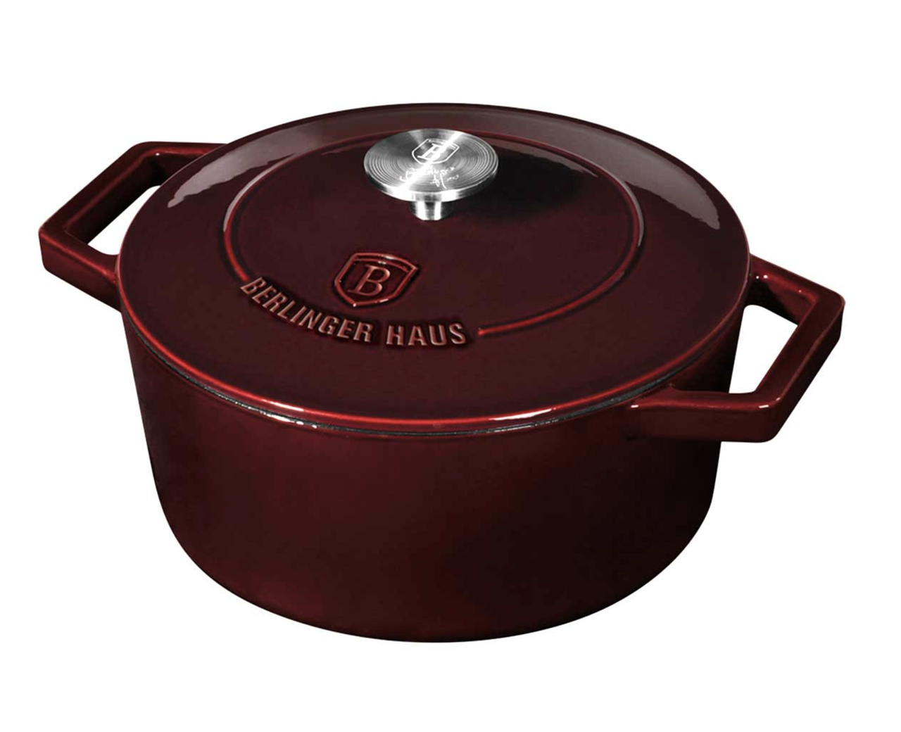 Чугунная кастрюля с крышкой Berlinger Haus Metallic Line Burgundy Edition 4.2 л