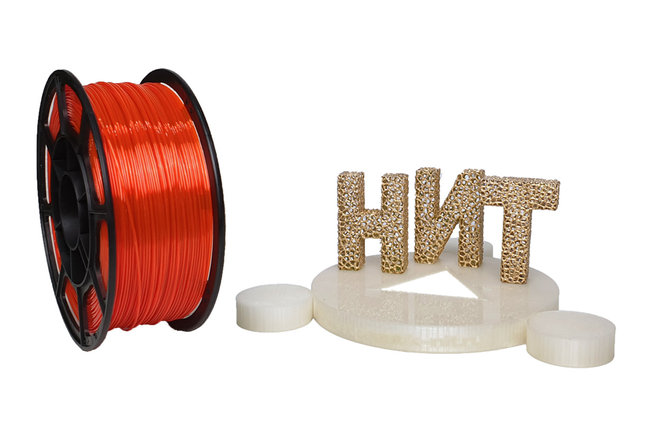 Пластик для 3D печати "НИТ", Petg флоуресцентный оранжевый прозрачный 1 кг., фото 2