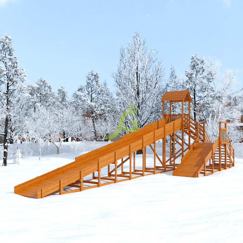 Зимняя деревянная горка IGRAGRAD "Snow Fox 12 м" с двумя скатами - фото 2 - id-p76930808