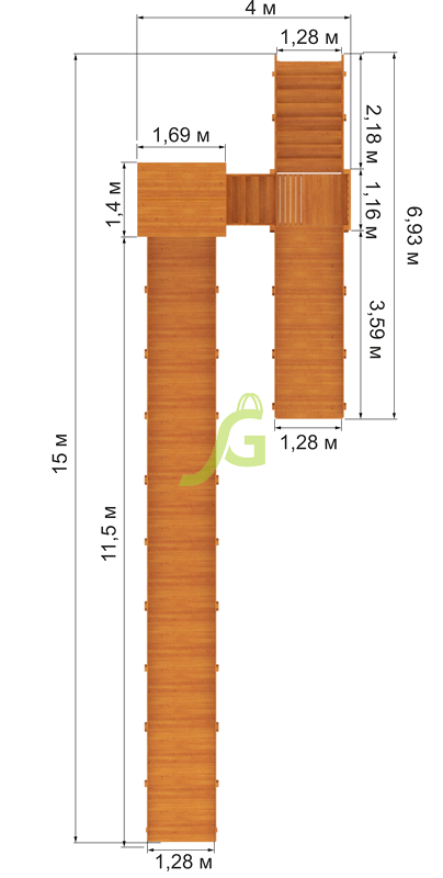 Зимняя деревянная горка IGRAGRAD "Snow Fox 12 м" с двумя скатами - фото 3 - id-p76930808