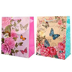 Подарочный пакет Бумажный "Цветы и бабочки", 18х23 х9 см.