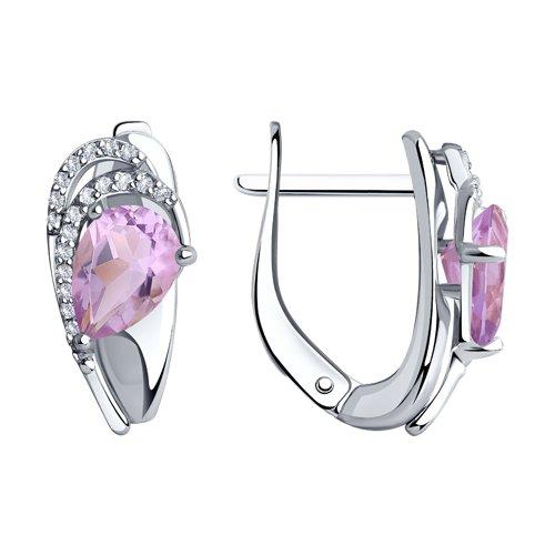 Серьги DIAMANT ( SOKOLOV ) серебро с родием, аметист фианит 94-320-00548-3