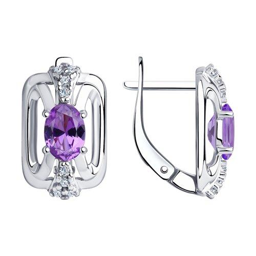 Серьги DIAMANT ( SOKOLOV ) серебро с родием, аметист фианит 94-320-00688-2