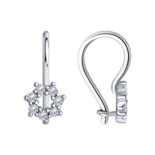Серьги детям Diamant (SOKOLOV) серебро с родием, фианит 94-120-00675-1