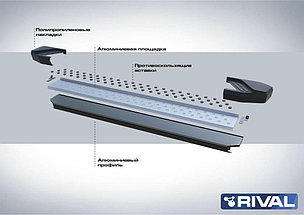Порог-площадка "Bmw-Style" + комплект крепежа, RIVAL, Mitsubishi Outlander (2012-2015, 2015-н.в.), фото 3