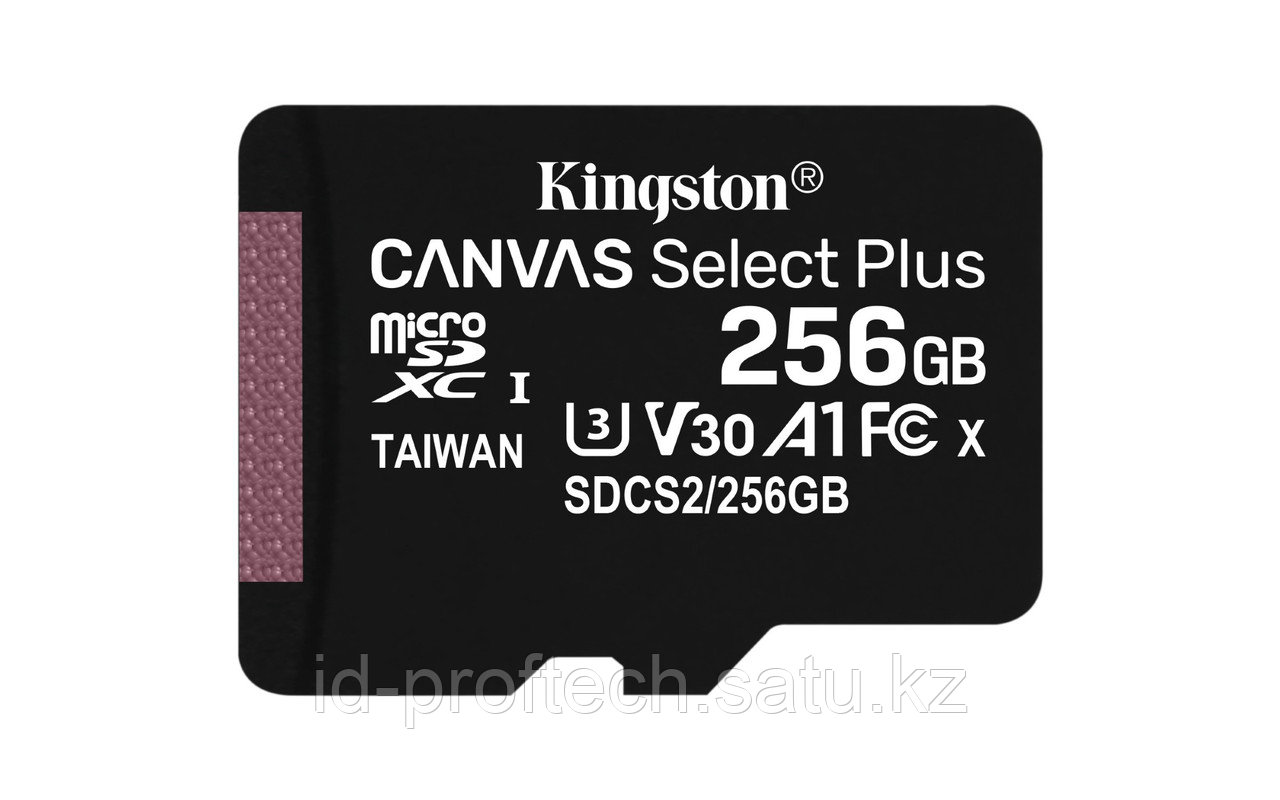 Карта памяти Kingston 256GB microSDXC Canvas Select Plus 100R A1 C10 Card + Adapter, SDCS2-256GB