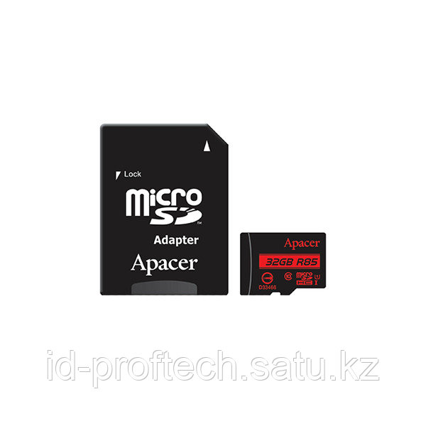 Карта памяти, Apacer, AP32GMCSH10U5-R, MicroSDHC 32GB, с адаптером SD - фото 1 - id-p82986136
