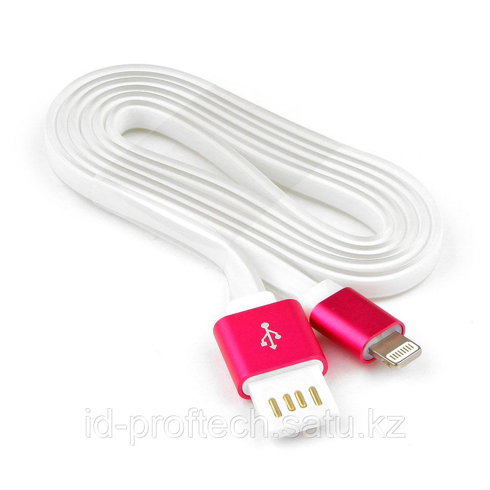 Кабель USB 2.0 Cablexpert CC-ApUSBr1m, AM-Lightning 8P, 1м, мультиразъем USB A, силикон шнур, розов.