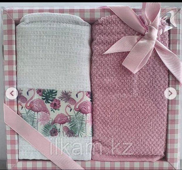 Подарочный набор полотенец "Розовый фламинго "