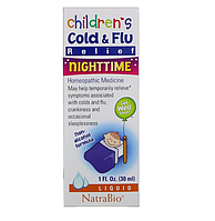 NatraBio, Children's Cold &amp; Flu, для ночного использования, 30 мл (1 жидкая унция)