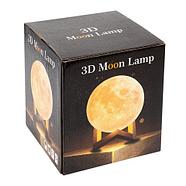 Светильник-ночник «Луна» 3D Moon RGB Lamp с сенсорным управлением на деревянной подставке, фото 6