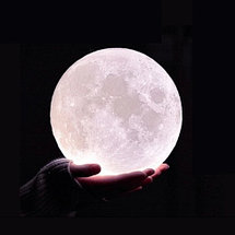 Светильник-ночник «Луна» 3D Moon RGB Lamp с сенсорным управлением на деревянной подставке, фото 3