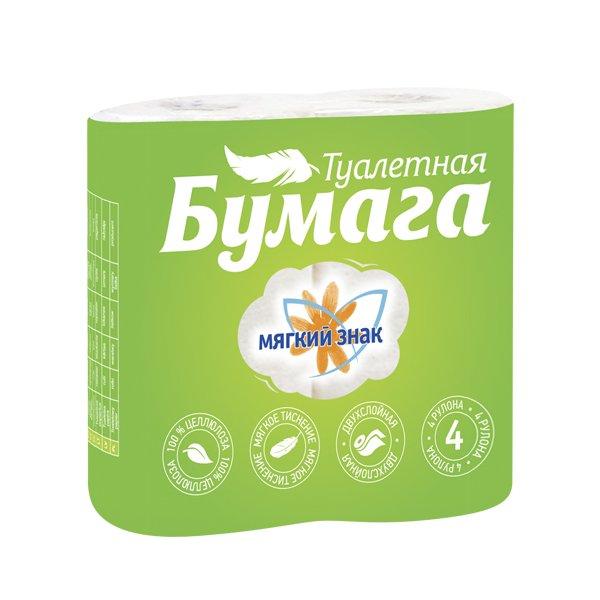 Бумага туалетная "Мягкий знак Comfort" 2-х сл. 4 шт. (буквы), 4 шт