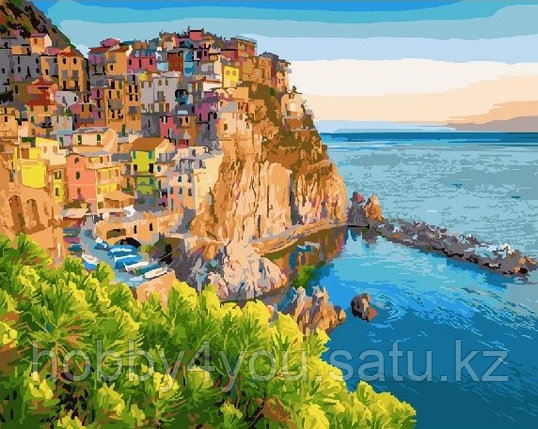 Картина по номерам "Цветные домики у моря" 40х50 см, фото 2