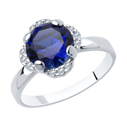 Серебряное кольцо с фианитом и корундом синт. SOKOLOV 94-310-00473-1 размеры - 17,5 18,5