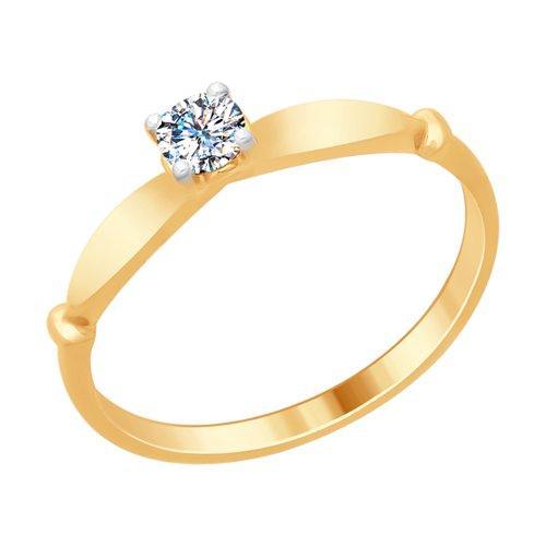 Кольцо из золочёного серебра со Swarovski Zirconia SOKOLOV 89010095 размеры - 15,5 16 16,5 17 17,5 18