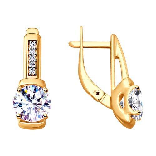 Серьги из золочёного серебра с фианитами SOKOLOV 93020883
