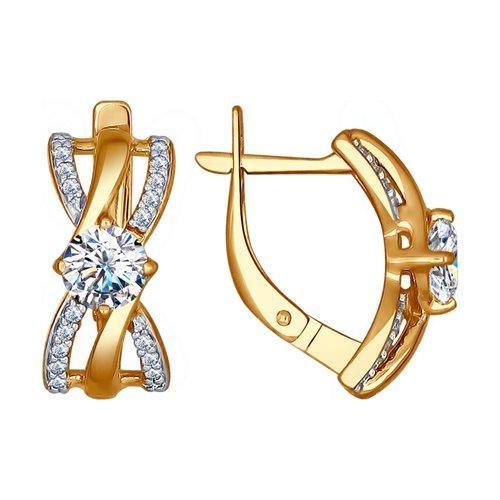 Серьги из золочёного серебра с фианитами SOKOLOV 93020760