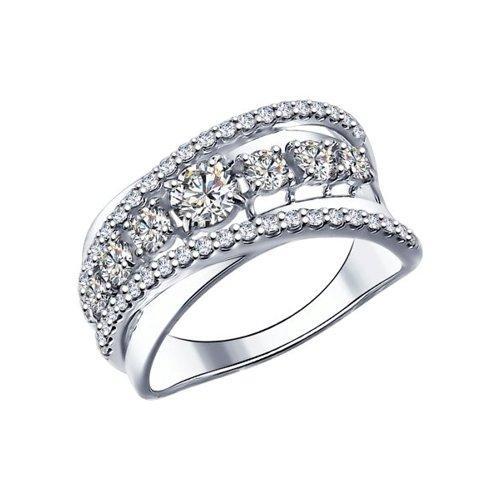 Кольцо из серебра с фианитами SOKOLOV 94011962 размеры - 17 17,5 18,5 19 19,5 20 20,5 21