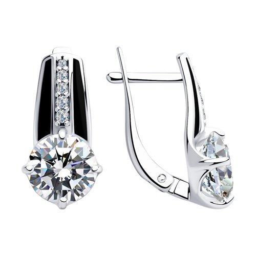 Серьги из серебра с эмалью и фианитами SOKOLOV 94023438