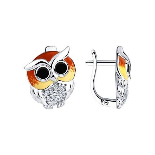 Серьги из серебра с эмалью и фианитами SOKOLOV 94022921