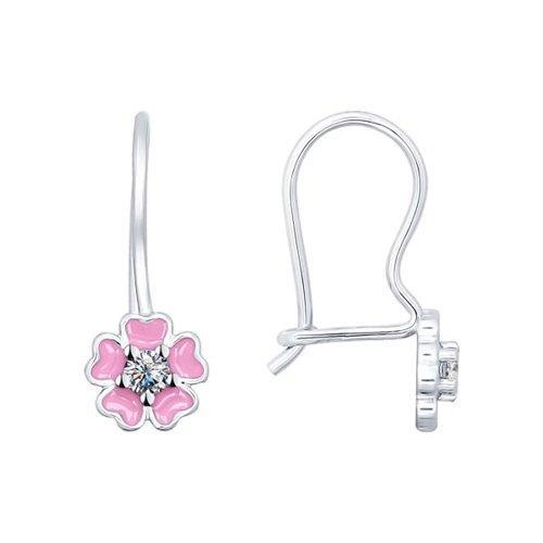 Серьги из серебра с эмалью с фианитами SOKOLOV 94021819