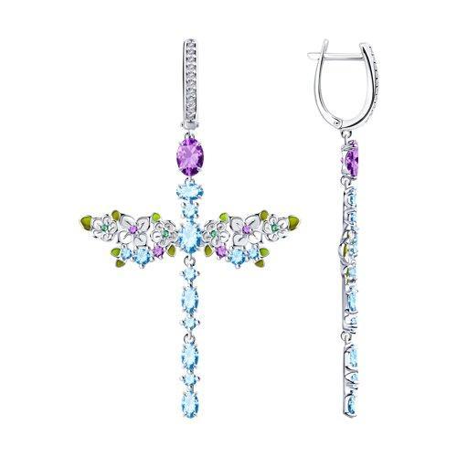 Серьги из серебра с эмалью и фианитами SOKOLOV 94023647