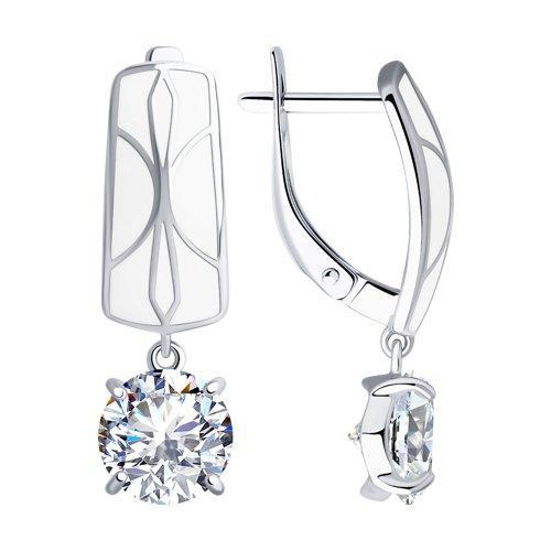 Серьги из серебра с эмалью и фианитами SOKOLOV 94023409