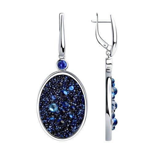 Серьги из серебра с синими кристаллами Swarovski и фианитами SOKOLOV 94023683