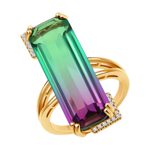 Серебряное кольцо с ситаллом SOKOLOV 93-310-00503-1 размеры - 17 19,5