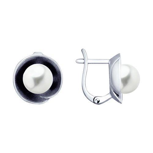 Серьги из чернёного серебра с жемчугом SOKOLOV 95020057