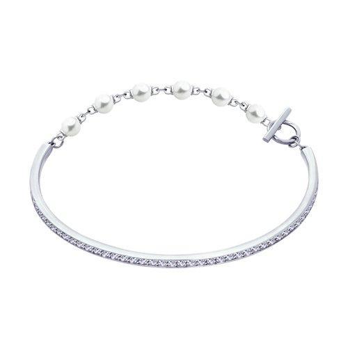 Браслет из серебра с жемчугом Swarovski и фианитами SOKOLOV 94050496 размеры - 16