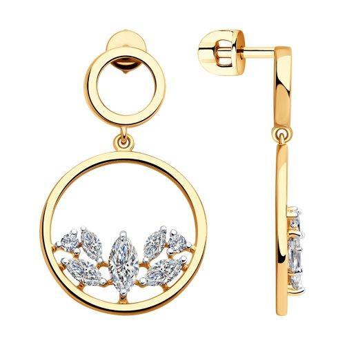 Серьги из золочёного серебра с фианитами SOKOLOV 93020924