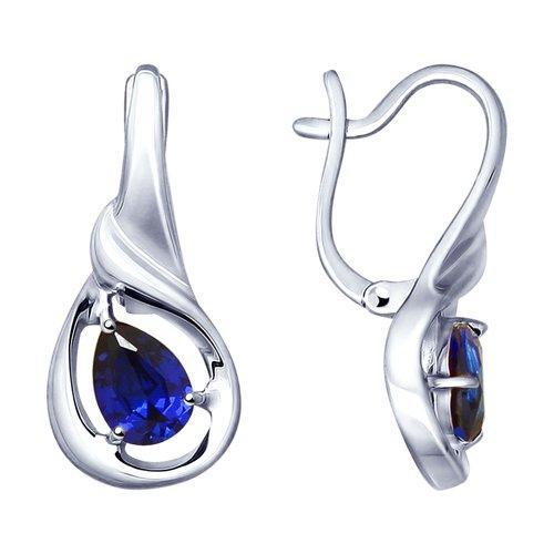 Серьги из серебра с синими корунд (синт.) SOKOLOV 88020049