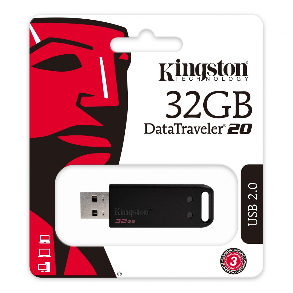 USB Флеш 32GB 2.0 Kingston DT20/64GB черный