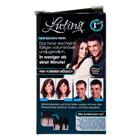 Загуститель волос камуфлирующий Lutino Hair Building Fibers (Черный) - фото 7 - id-p83065054