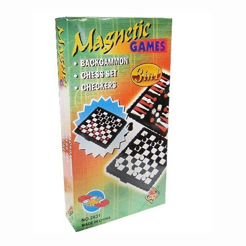 Карманный набор настольных игр 3 в 1 Magnetic Games {магнитные шахматы + нарды + шашки} - фото 5 - id-p83065553